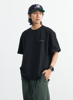 NUMBERSALT盐号24SS新品宽松休闲纯棉短袖T百搭小领口刺绣打底衫