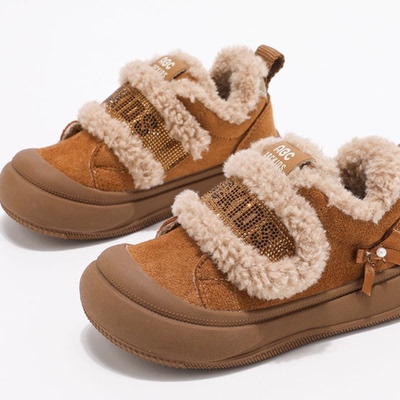 【栗子专属】儿童冬季女童新款加绒蝴蝶结潮流休闲棉鞋55873ZA