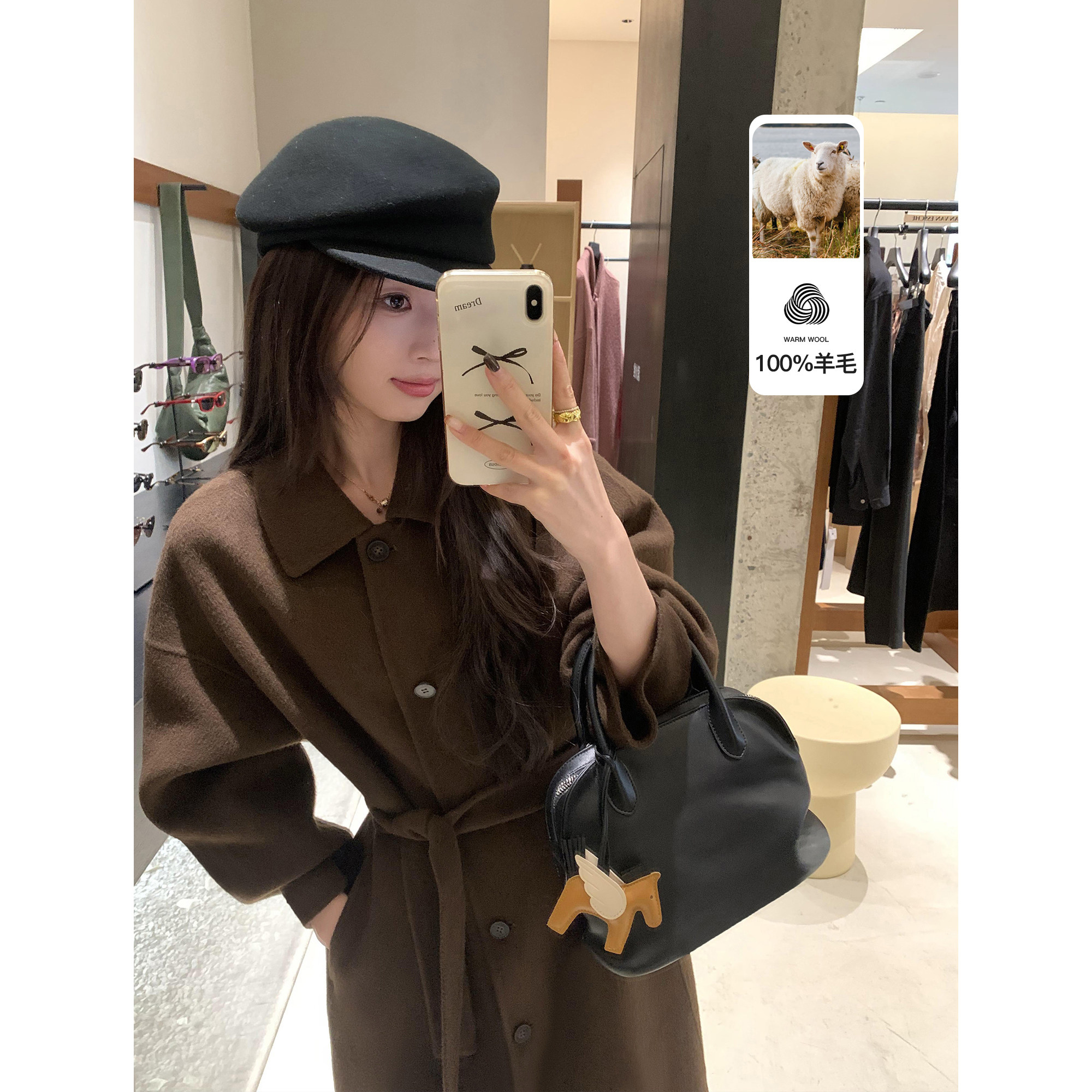 pusumede 意式格调 经典翻领全羊毛双面呢大衣女可拆腰带毛呢外套,女装/女士精品,毛呢外套,淘宝优惠券,粉丝福利购,淘宝优惠卷