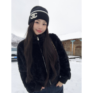 pusumede 高级感仿羊羔绒短外套女慵懒休闲保暖毛毛大衣 摩卡芭菲