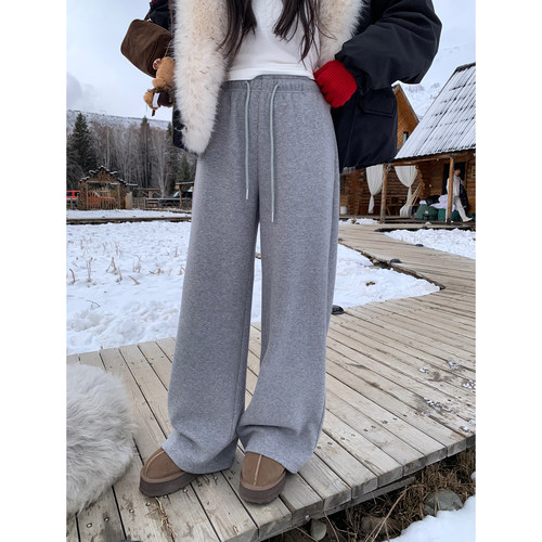 暖冬叙事休闲裤拖地直筒长裤