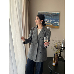 毛呢外套女高级气质西服呢子大衣 羊毛西装 pusumede 现货6.5折