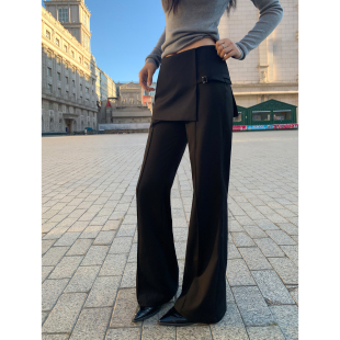 墨色流光 休闲长裤 可拆卸屁帘微喇裤 裤 女直筒宽松西装 pusumede