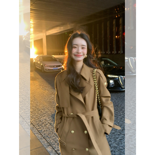 pusumede 时髦存档 高级感气质翻领大衣女宽松廓形中长款风衣外套