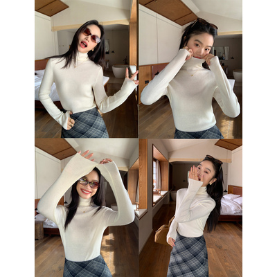 高领针织打底衫简约百搭