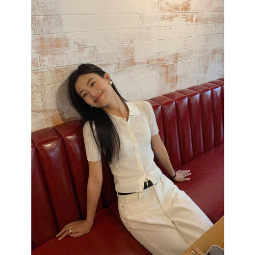 POLO领开衫短袖修身显瘦气质上衣