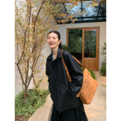 pusumede 现货6.5折 pu皮衣外套女可拆卸内胆夹棉宽松气质风衣