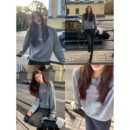 pusumede 街头基调 短款圆领刺绣卫衣女抓绒韩版无帽套头气质上衣