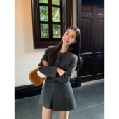 黑色西装 pusumede 老钱名家 毛呢外套女收腰高级感气质通勤上衣