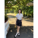 女夏季 pusumede 衬衫 法式 气质百搭休闲宽松显瘦衬衣天丝上衣 短袖