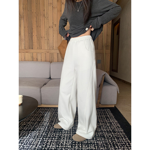 pusumede【现货7折】高克重加绒香蕉裤松紧腰阔腿卫裤休闲长裤