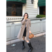 pusumede 风衣外套女休闲大衣 翻领中长款 现货7.5折 都市巴恩