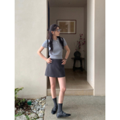 针织polo领短袖 T恤女夏季 薄款 pusumede 设计感麻花刺绣短款 上衣