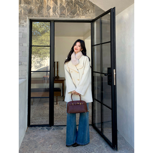 pusumede 翻领羊毛双面呢大衣女气质小个子毛呢外套 现货6.5折