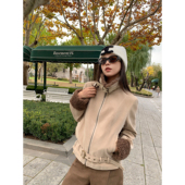 毛毛拼接夹棉皮衣外套女气质显瘦短款 pusumede 现货5.5折 夹克