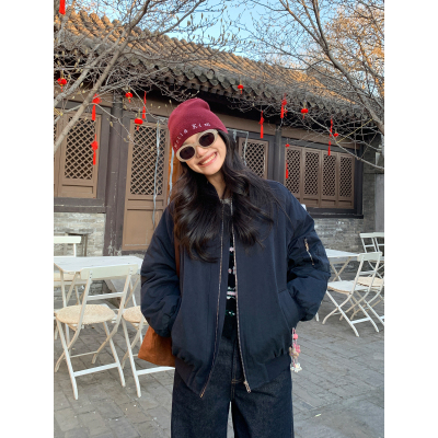 复古工装飞行员夹克女棒球服外套