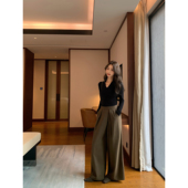 pusumede 女高腰显瘦垂感直筒长裤 都市漫步 松弛感宽松阔腿休闲裤
