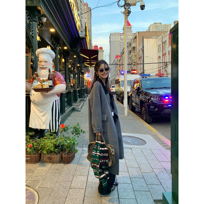 温莎学院翻领毛呢外套长袖上衣