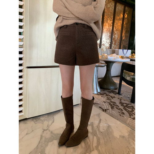 冬日慢调休闲裤毛呢阔腿短裤