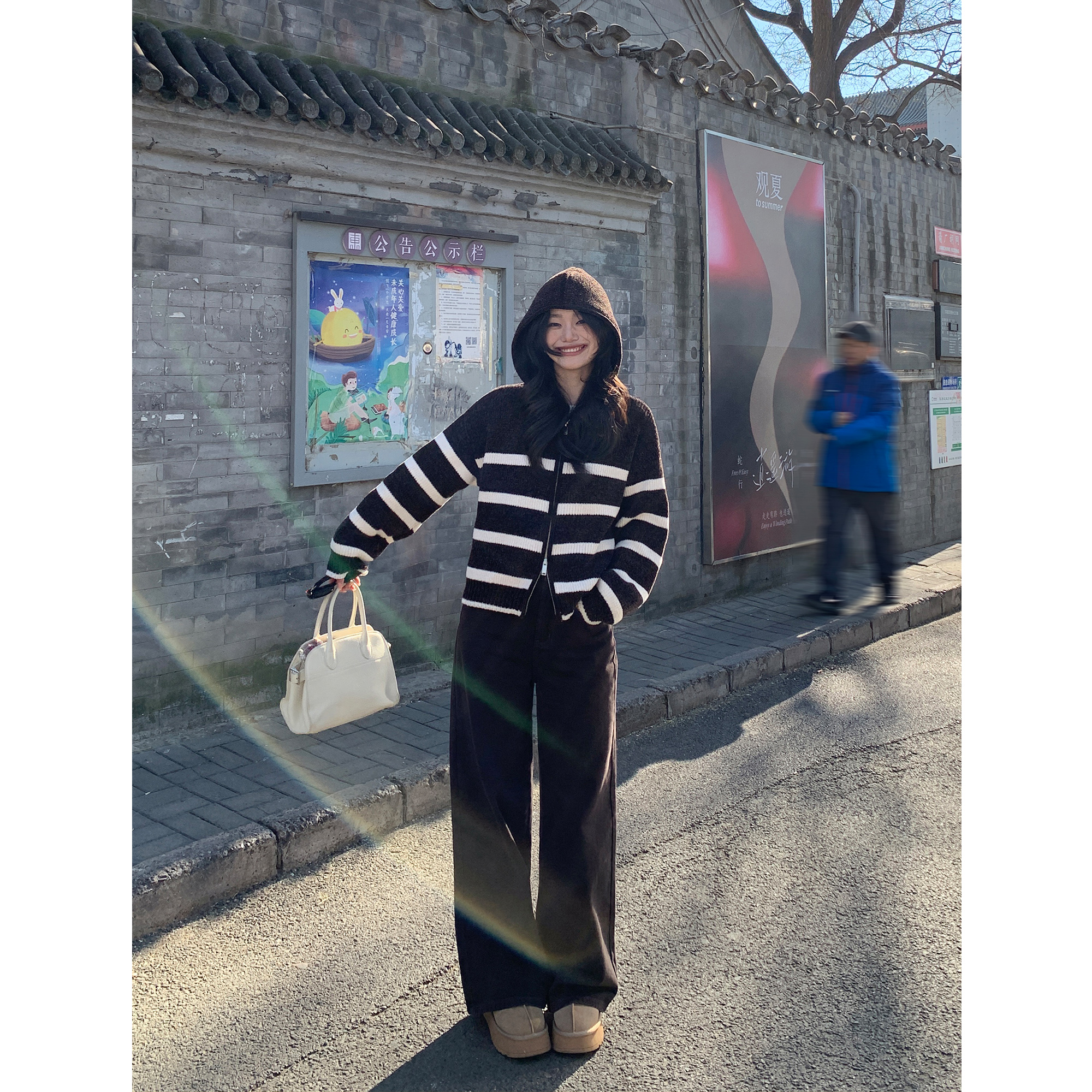 复古阔腿牛仔裤女高腰显瘦