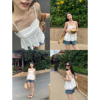 白色娃娃衫吊带背心女外穿显瘦
