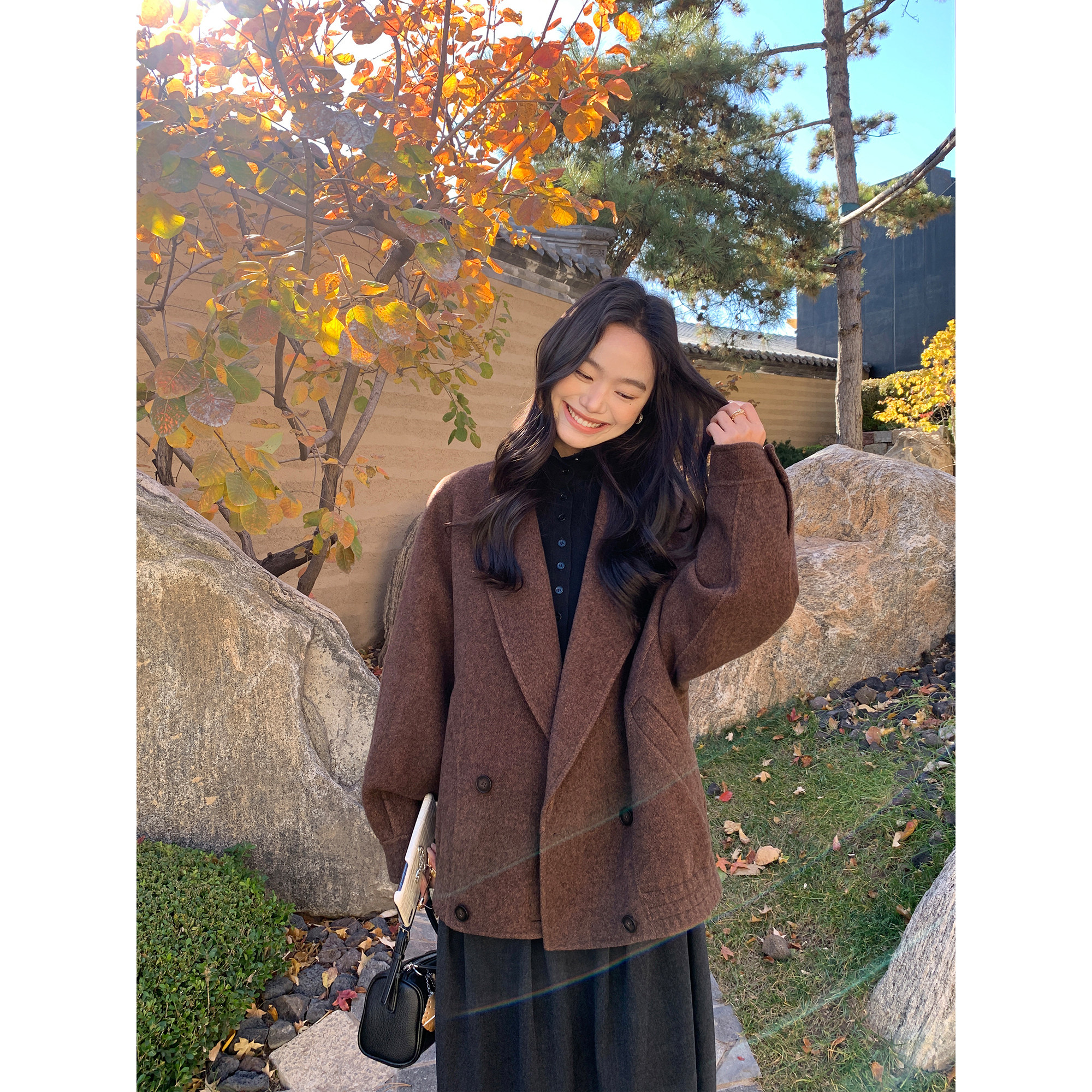 气质拉满绵羊毛双面呢西装外套