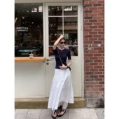 气质正肩针织中袖 pusumede 上衣 短袖 T恤女修身 显瘦纸片人 基础款