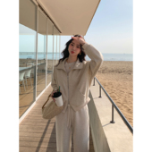 套装 pusumede 休闲裤 立领卫衣外套女宽松拉链针织开衫 松弛主义