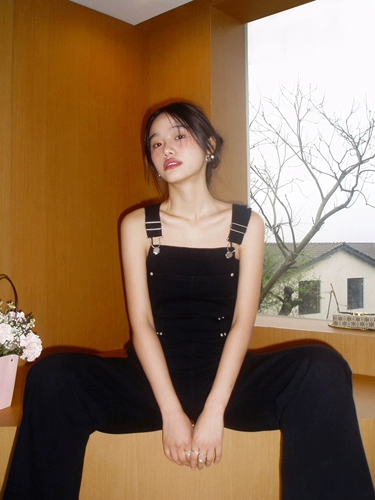 Черный джинсовый комбинезон, штаны для отдыха, по фигуре