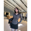 pusumede 少女老钱 海军领麻花收腰毛衣女气质修身打底套头针织衫