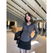 pusumede 打底套头针织衫 少女老钱 海军领麻花收腰毛衣女气质修身