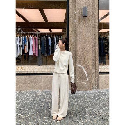 pusumede 硬核solo 松弛感阔腿休闲裤女慵懒宽松垂感弯刀直筒长裤