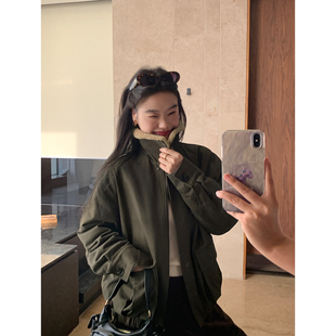 pusumede 乌木美学 巴恩风复古毛领短款棉服女宽松保暖夹克外套