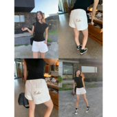 腿精出击 纯棉休闲短裤 夏季 pusumede 设计感刺绣宽松直筒a字热裤