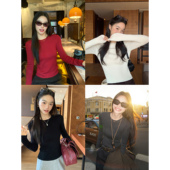 pusumede 上衣 女内搭软糯针织衫 现货7.5折 基础圆领套头打底衫