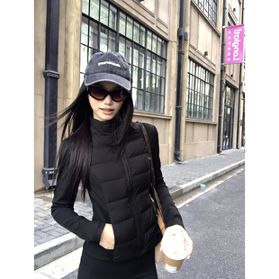 pusumede 自由轨迹 短款立领轻薄羽绒服女修身保暖白鸭绒运动外套