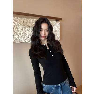 天丝亨利领短袖t恤女针织上衣