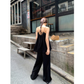 设计感小众无袖 pusumede 黑色吊带背心女夏外穿宽松露背小衫 上衣