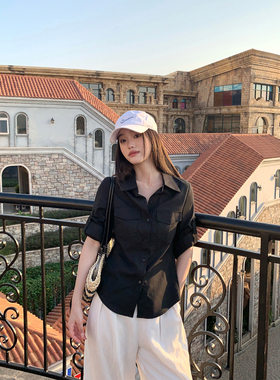 pusumede 智性法则 高智感白色衬衫女收腰显瘦衬衣气质通勤上衣