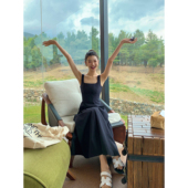 pusumede赫本风吊带连衣裙女夏法式 高级感气质无袖 背心裙收腰长裙