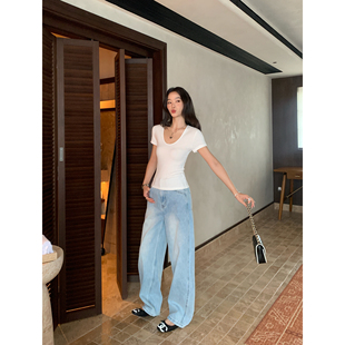 美式 慵懒随性 弯刀牛仔裤 镰刀阔腿裤 pusumede 香蕉裤 现货7折