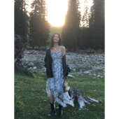 收腰显瘦设计感不规则中长裙 碎花吊带连衣裙女夏季 pusumede 法式