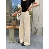女夏宽松慵懒直筒拖地休闲长裤 高腰阔腿牛仔裤 修腿先锋 pusumede