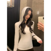 亨利领连帽针织T恤女休闲通勤长袖 pusumede实穿调性 经典 打底上衣