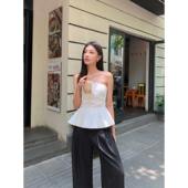 露肩设计感辣妹无袖 pusumede抹胸小衫 外穿性感吊带背心女修身 上衣