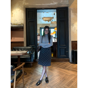 pusumede 复古格子a字半身裙女设计感高腰显瘦包臀裙子 格纹遐想