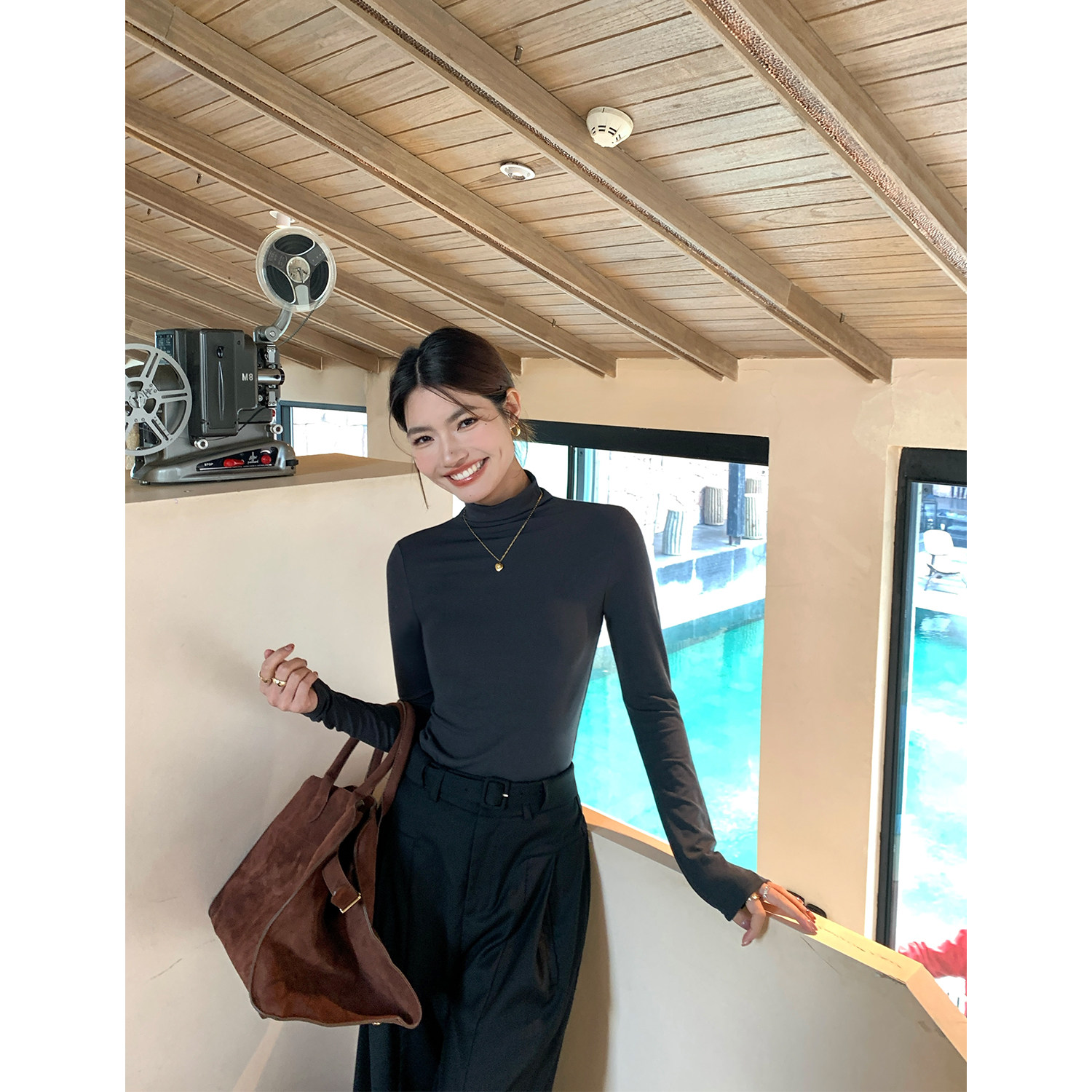 pusumede 黑色半高领针织打底衫女秋冬新款内搭长袖t恤修身上衣,女装/女士精品,毛针织衫,淘宝优惠券,粉丝福利购,淘宝优惠卷