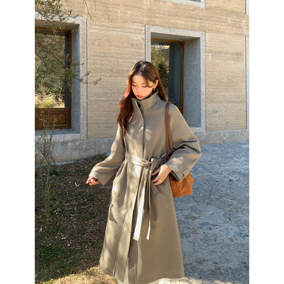 中长款白鸭绒内胆风衣羽绒服外套