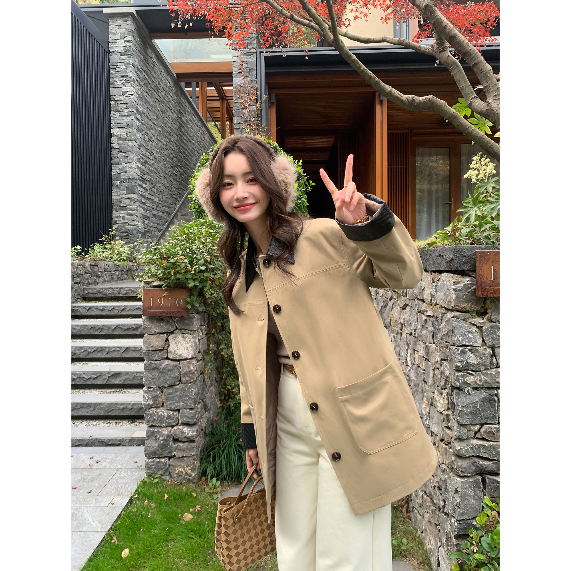 pusumede 北欧港湾 复古巴恩风廓形风衣女气质宽松中长款裥棉外套,女装/女士精品,风衣,淘宝优惠券,粉丝福利购,淘宝优惠卷