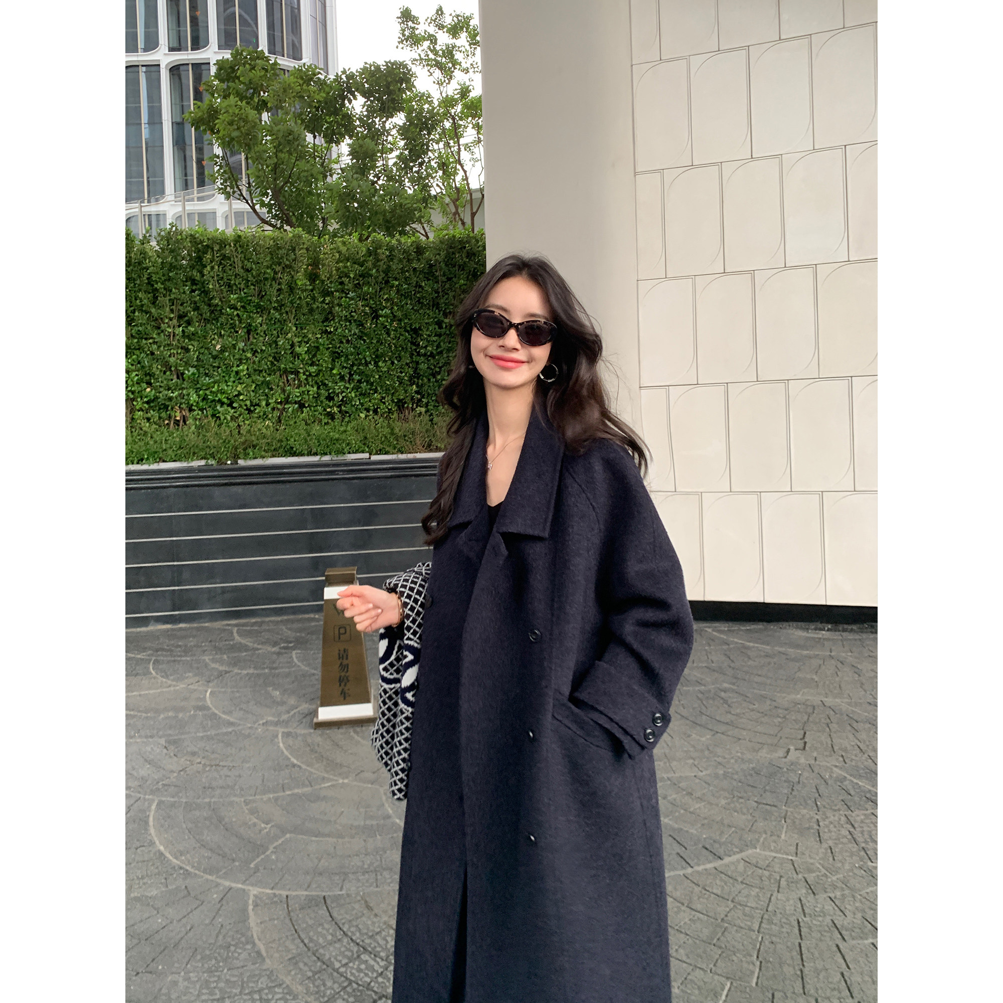 pusumede 低调慵懒风 斜翻领绵羊毛双面呢外套女气质长款毛呢大衣,女装/女士精品,毛呢外套,淘宝优惠券,粉丝福利购,淘宝优惠卷